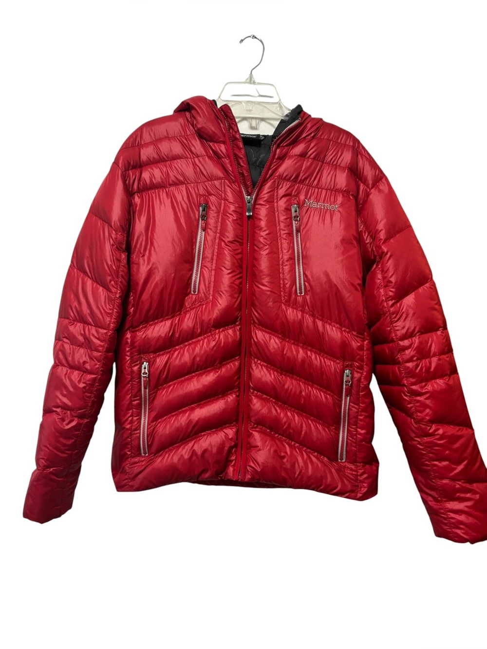 Marmot Women’s Red Hooded Down Puffer Jacket Size Large | Lightweight Winter - Picture 2 of 10